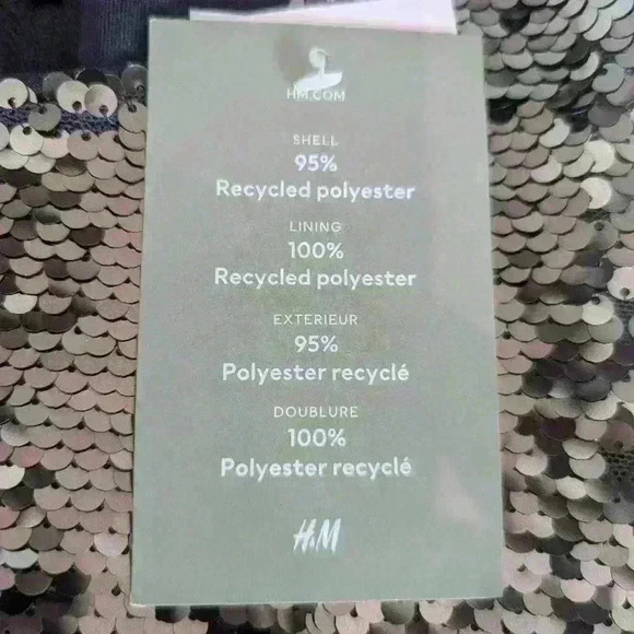 H&M Holiday Sequined  Racer back Gray Crop Tank Top - size Small NWT - Picture 6 of 6